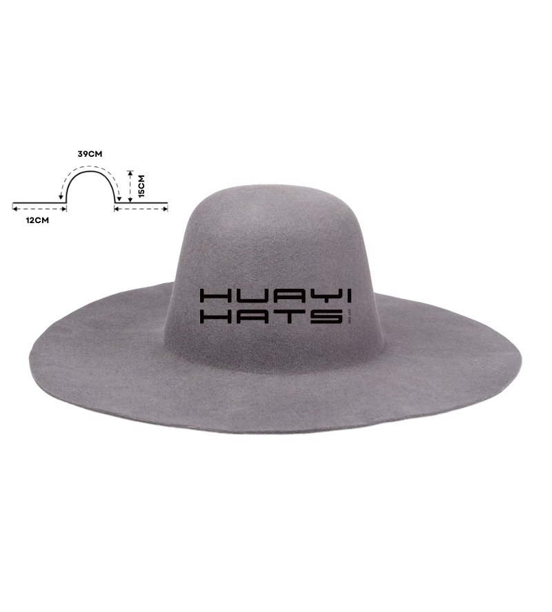 浅灰色宽边毡帽胚