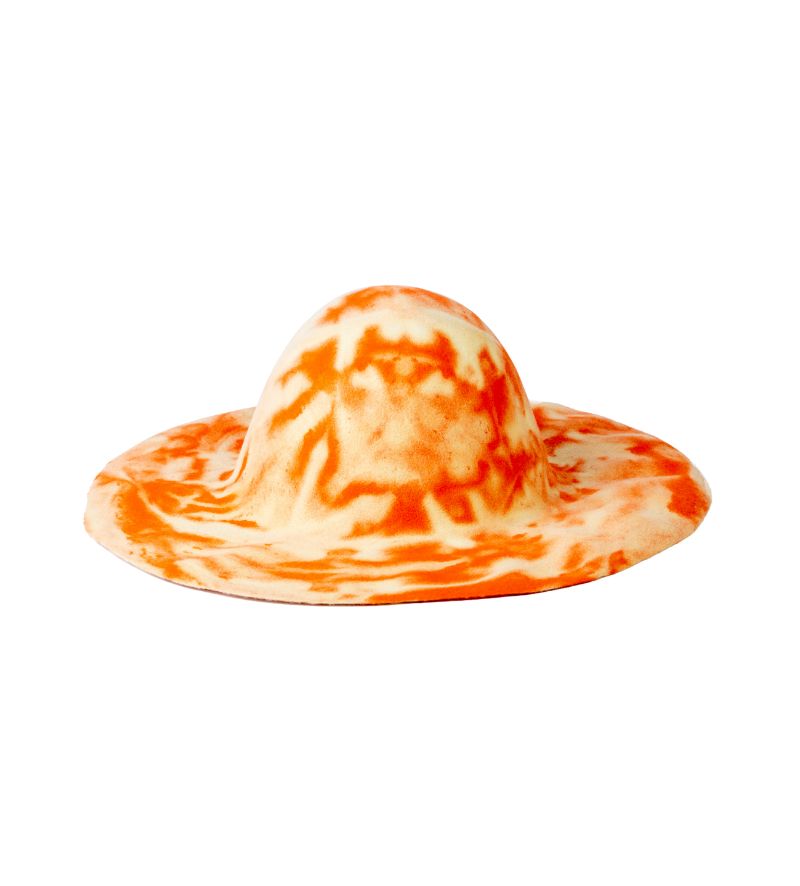 橙色优雅羊毛宽边帽胚