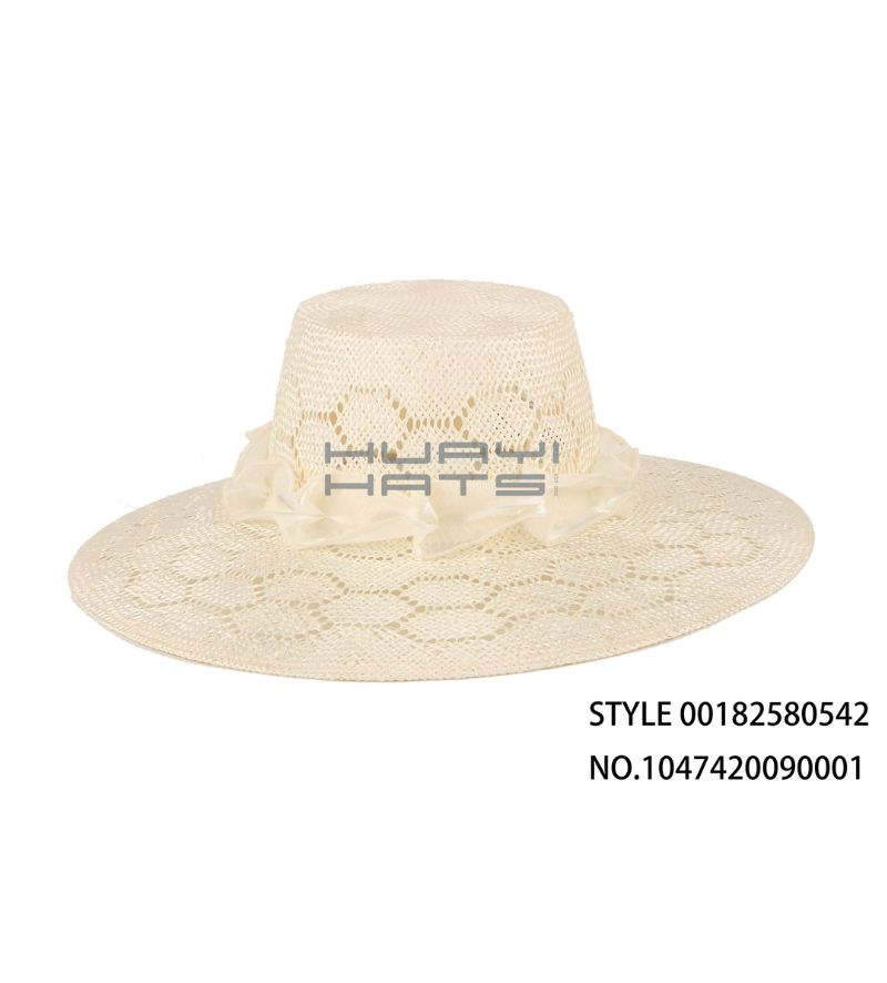 蕾丝边宽檐草帽