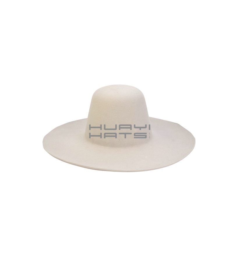 米白色宽边羊毛帽胚